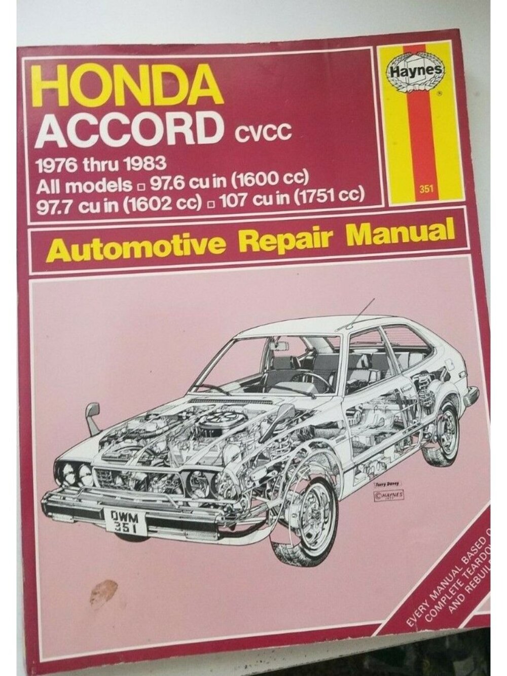 Book 1976 - 1983  Haynes Honda Accord All Models Automotive Repair Manual